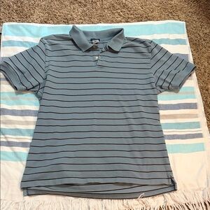 Men's Striped Polo Shirt in Light Blue size XL